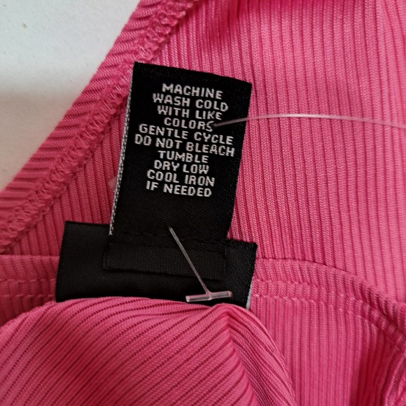 Rue 21 Md. Pink Barbie Core V-Neck Open sides gathered ring snap Bodysuit - Picture 5 of 5